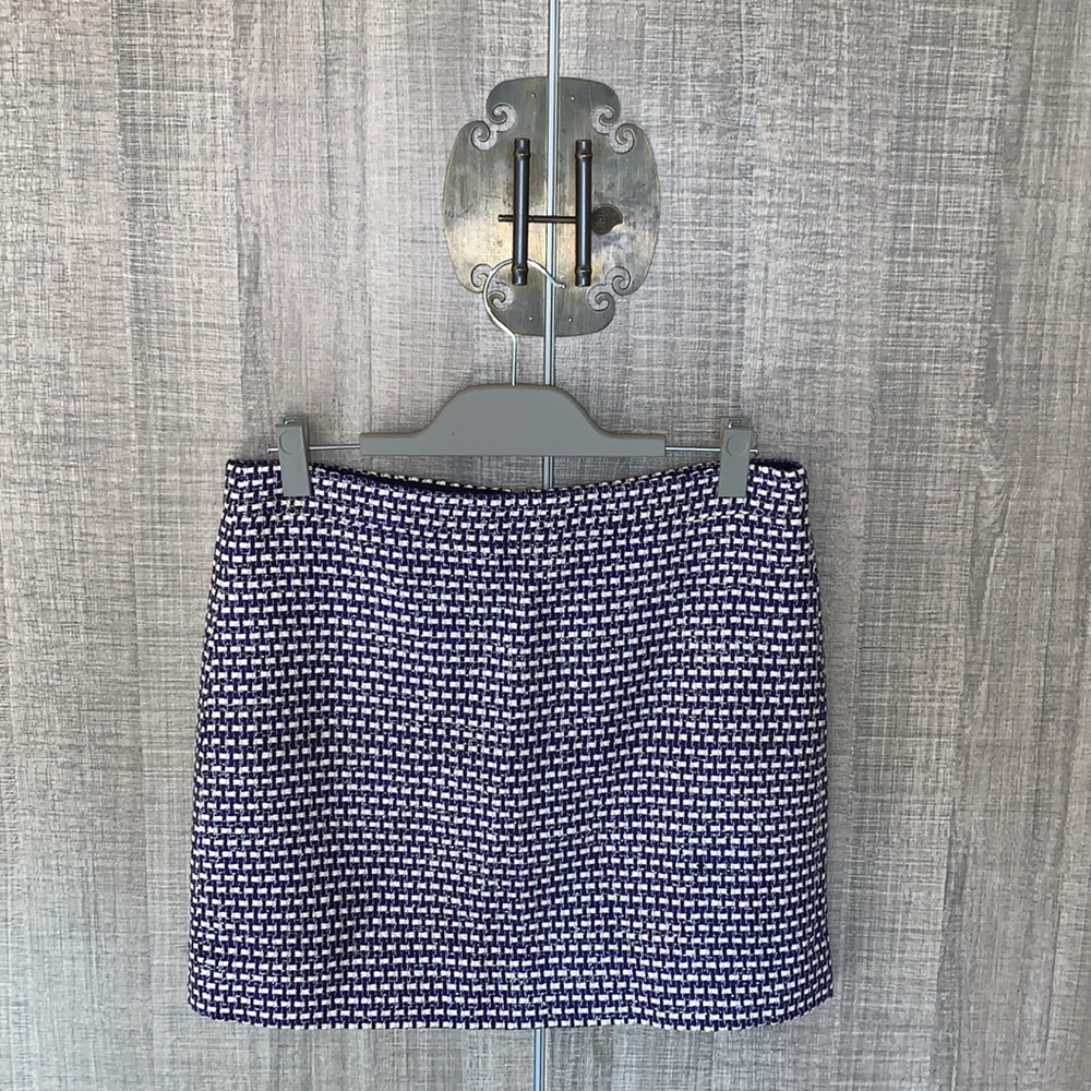 J.Crew‎ Blue White Houndstooth Chic Pencil Skirt